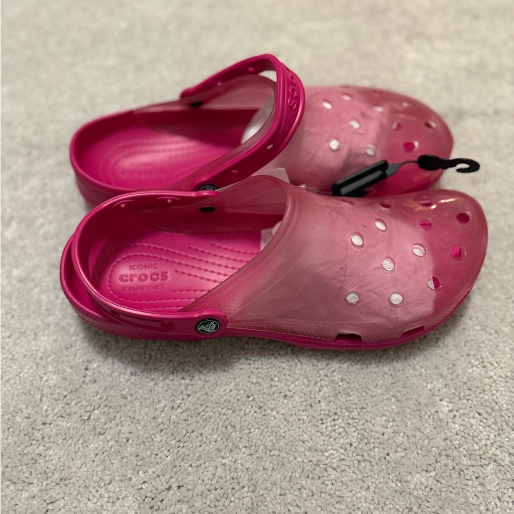 Crocs Classic Translucent Clogs Sandals Pink Size… - image 5